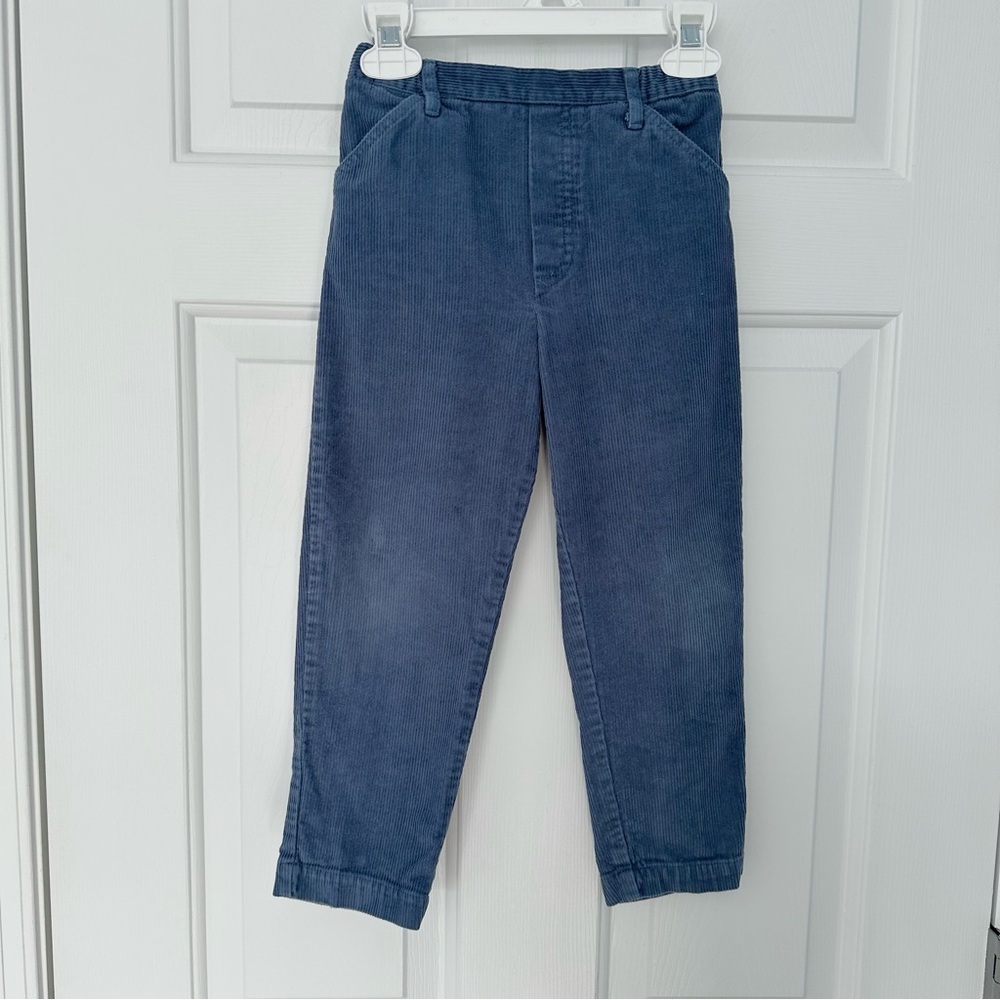 Bella Bliss Boys Moonlight Blue Faux Zip Corduroy Pants Elastic Pull On Sz 5